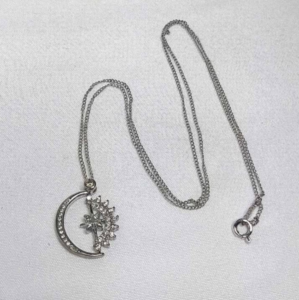 Sterling Moon and Stars Necklace